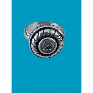 Brighton 1980s Brighton Sayan 925 Sterling Cable Around Cz Statement Ring…Sz 6